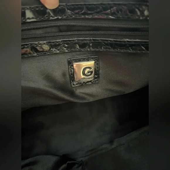 G by GUESS Y2K LOGO  Black Patent Leather Iconic Croc Hand Bag Purse Vintage - Picture 7 of 7